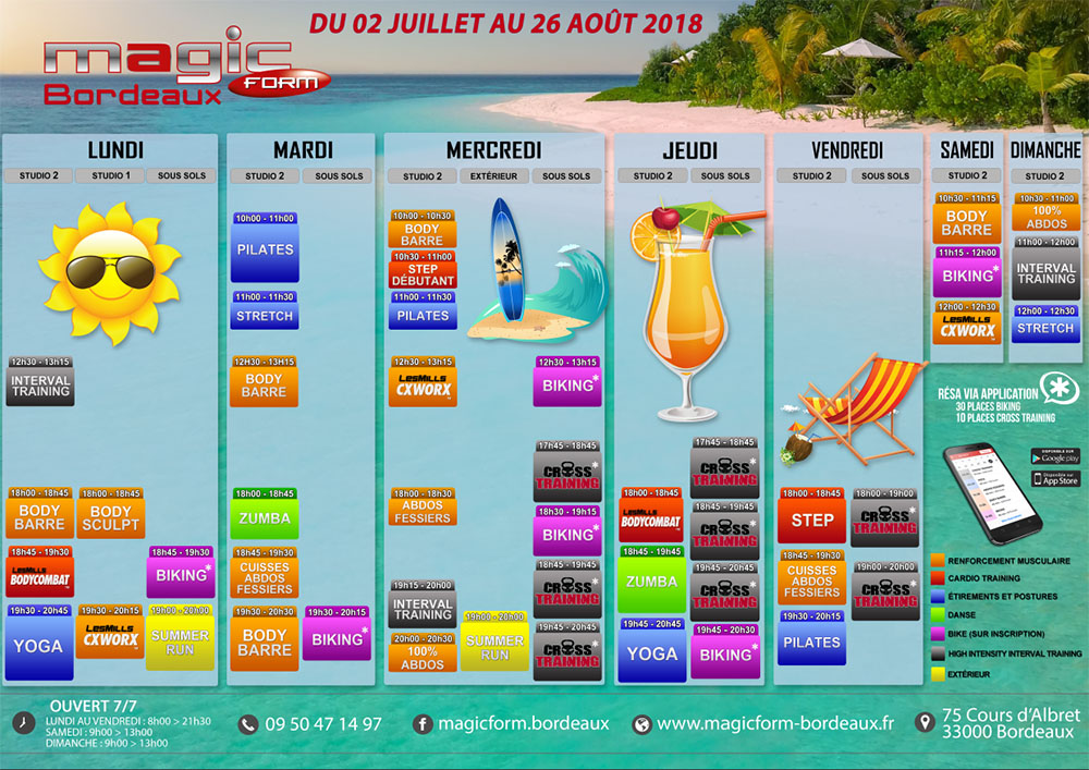 Magic Form Salle de Sport à Bordeaux Planning Programme Cours