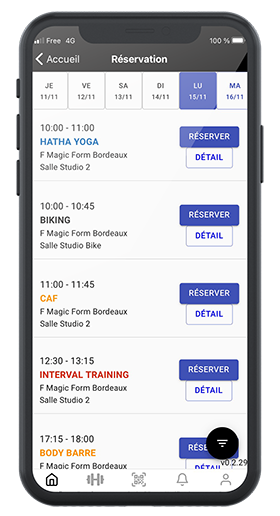 application salle de sport bordeaux magic form