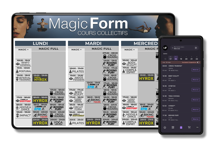 Planning des cours collectif Fitness Salle de sport Bordeaux