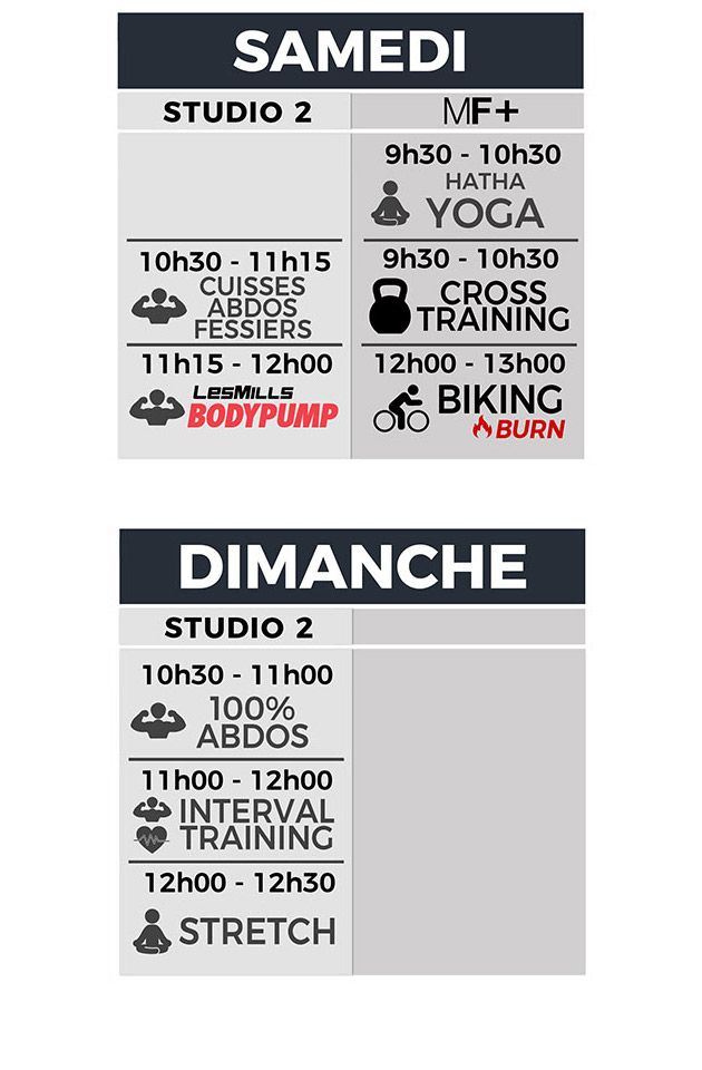 Planning des Cours Collectifs Fitness Salle de sport Bordeaux Magic