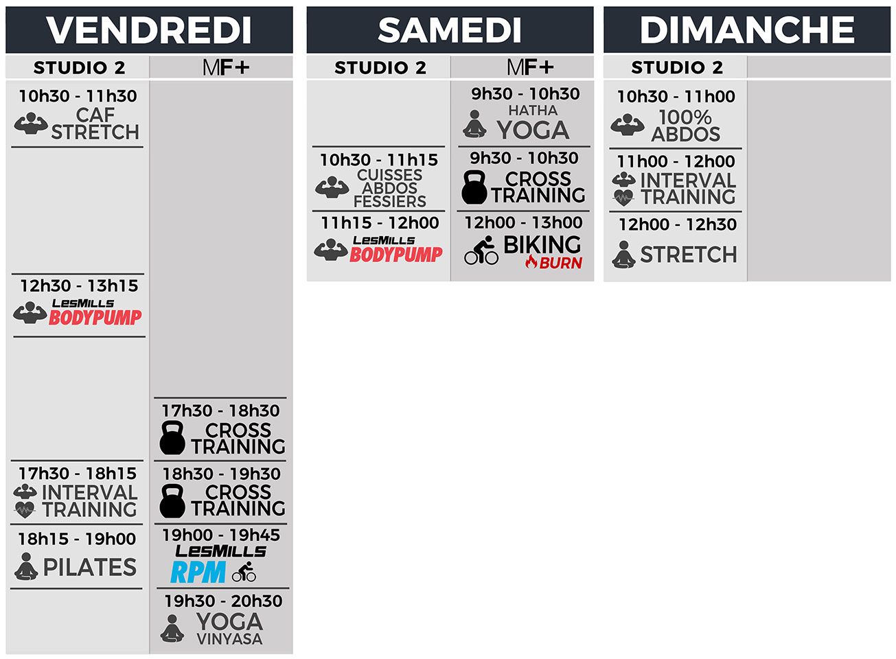 Planning des Cours Collectifs Fitness Salle de sport Bordeaux Magic