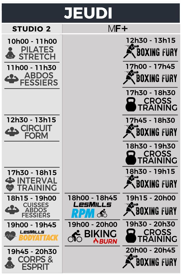 Magic Form Planning des Cours Collectifs Fitness Salle de sport